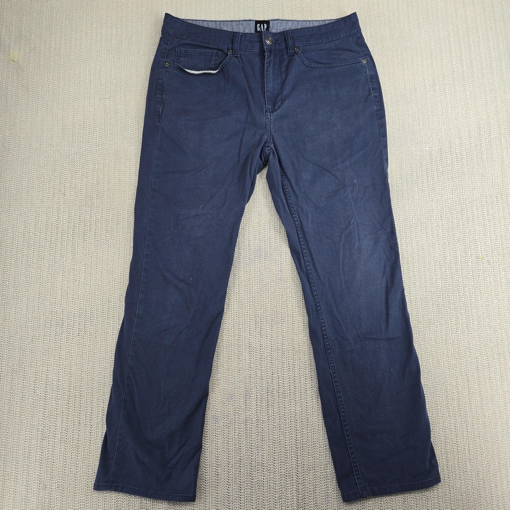 GAP Pants Mens 32x30 Blue Straight Leg Chino Jeans Cotton Blend Casual Stretch